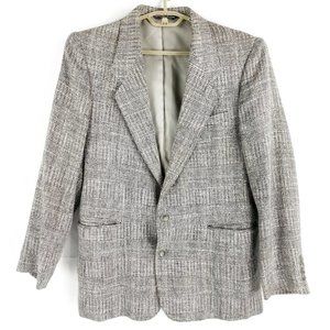 Gray Blue Red Glen Plaid Windowpane 2 Button Blazer Jacket Mens 39R